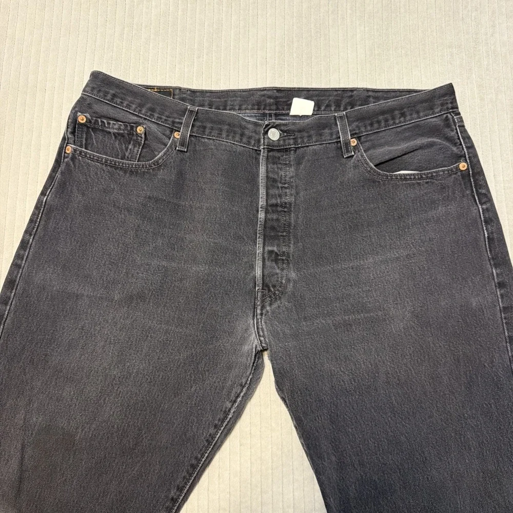 Levis Mens 501 Black Jeans 40x32 Button Fly Straight Leg 90s Grunge Vintage